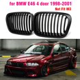 thumbnail image 2 of Gloss Black Front Kidney Grille Slat Style Grill For BMW E46 4 Door 1998 1999 2000 2001 Car Styling, 2 of 6