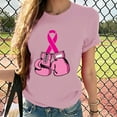 thumbnail image 2 of Lolmot Cancer Shirt for Women Breast Cancer Awareness T-Shirt Pink Ribbon Boxing Gloves Print Shirts Short Sleeve Round Neck Tee Tops, 2 of 4
