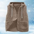 thumbnail image 6 of Fleece Crop Jackets for Women Sleeveless Outerwear Vest with Pockets Hooded Sherpa Coat Solid Color Winter Clothes (XL, Khaki), 6 of 6