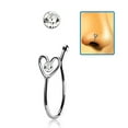 thumbnail image 2 of iJewelry2 Clear Round Crystal Sterling Silver Illusion Stud Heart Shaped Nose Lip Non-piercing Bone Ring Clip, 2 of 2