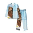 thumbnail image 1 of Balery Funny Cat Taking a Bath Pijama para Hombre de Dos Piezas con Manga Larga, Conjunto de Dormir y Descanso Suave con Bolsillos-Small, 1 of 6