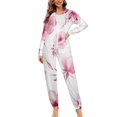 thumbnail image 4 of Pink Floral Seamless Pattern Unisex Adult Onesie Pajamas with Pockets for Women Men Hooded Loungewear, 4 of 8