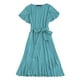 thumbnail image 4 of Txlixc Vestido Midi de Verano para Mujer Color Sólido Manga Corta Dobladillo Irregular Vestido con Cinturón Txlixc  Moda, 4 of 5