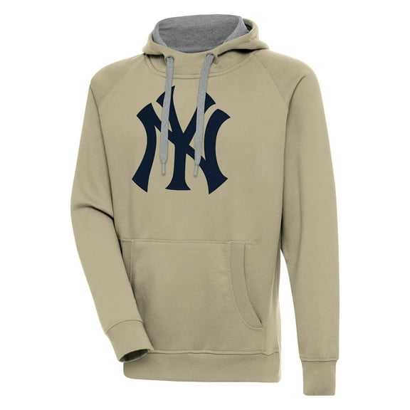Men's Antigua Khaki New York Yankees Victory Pullover Hoodie