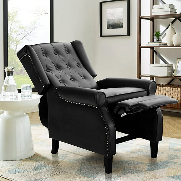 MERITLIFE Leather Wing Recliner with Thick Seat, Nailhead and Button