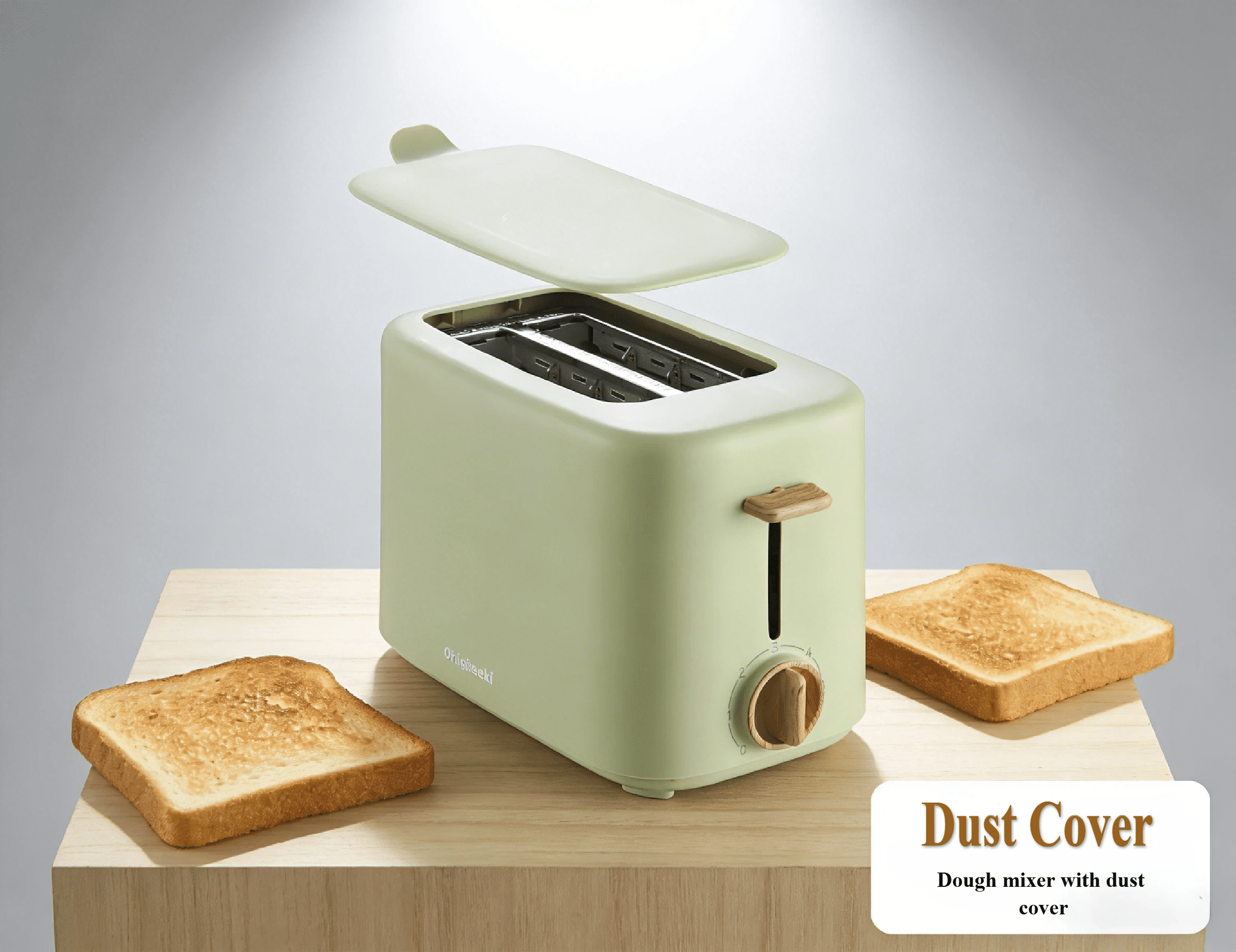 Compact Household 2-Slice Bread Toaster 700W, Extra Wide Slots, Removable Crumb Tray & Dust Cover for Easy Storage