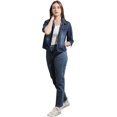 thumbnail image 2 of loveimgs Veste en Jean Courte Décontractée pour Femmes à Manches 3/4 avec Boutons Veste Courte de Moto, 2 of 8