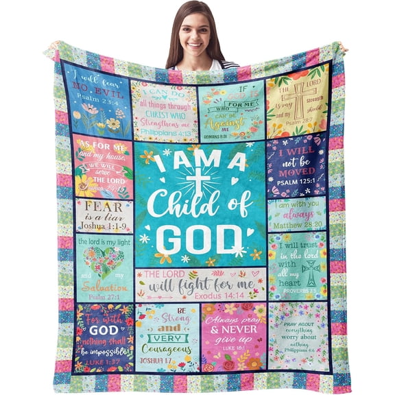 Christian Gifts for Women Blanket - Religious Catholic Baptism Confirmation Gifts for Girls - Birthday Inspirational Spiritual Gift for Women - Bible Verse Flower Christian Blankets