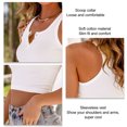 thumbnail image 4 of Rib Sleeveless Tank Scoop Neck Pure Color Slim Fitted Snap Button Basic Sporty Sleeveless Vest Top, 4 of 5