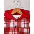 thumbnail image 3 of Conjunto de sudadera con capucha Fdqin de manga corta a cuadros para niños con capucha cargo, 3 of 6