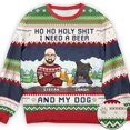 thumbnail image 3 of Sudadera con estampado de perro y gato, suéter navideño feo a la moda, informal, para niños, chándal de hip hop para hombre, suéteres navideños, 3 of 5