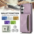 thumbnail image 5 of Wallet Phone Case for Samsung Galaxy S21, Retro PU Leather Multiple Cards Slots Cash Holder Drop Protection RFID Blocking Bumper Shockproof Case for Women Men, Purple, 5 of 6