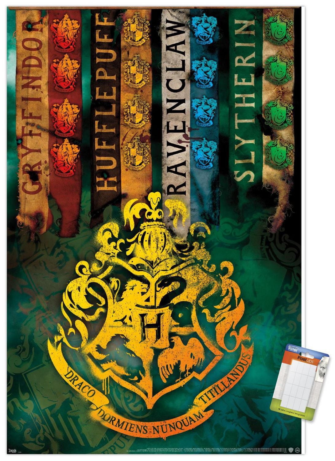 The Wizarding World: Harry Potter - House Crests Wall Poster, 14.725" x 22.375"