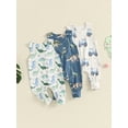 thumbnail image 4 of Aojekbee Baby Boys Romper Overalls Casual Summer Dinosaur/Truck Print Sleeveless Jumpsuit for Newborn Toddler Cute Clothes, 4 of 10