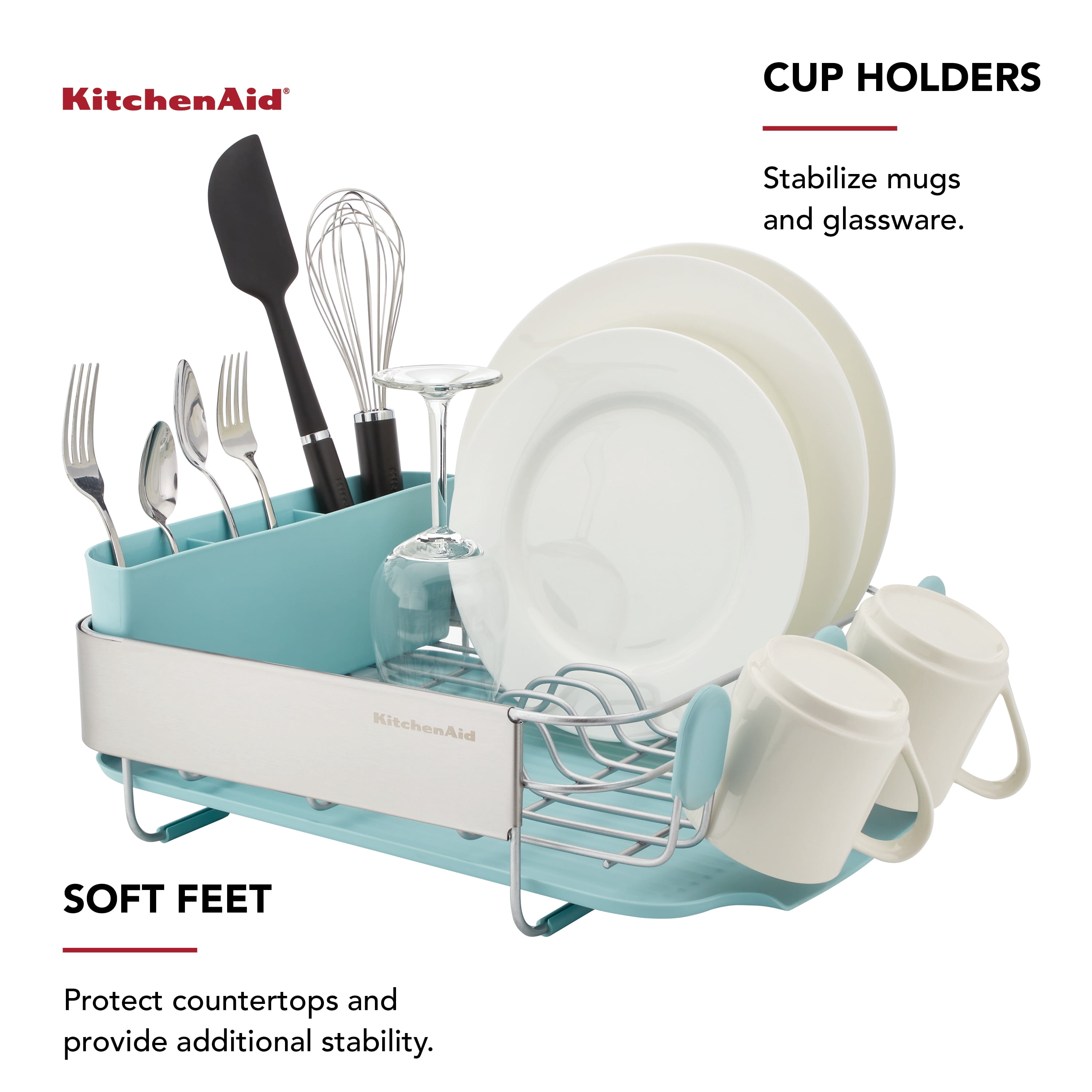 KitchenAid Stainless Steel Compact Dish Rack, Mineral Water