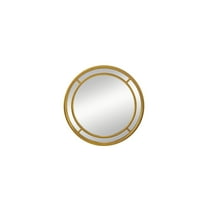Round Wall Mirror - Gold Beaded Frame - 35" Decorative Mirror for Living Room, Bedroom, Office