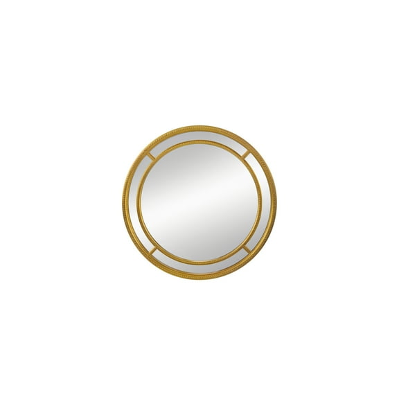Round Wall Mirror - Gold Beaded Frame - 35" Decorative Mirror for Living Room, Bedroom, Office
