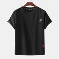 thumbnail image 2 of Hombres Casual Cuello Redondo Nube Bordado Imprimir Pantalones Cortos Mangas Camiseta Blusa Pompotops oipoqjl31724, 2 of 3