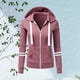 thumbnail image 1 of Sudadera con capucha con bolsillos con cremallera Estampado con cremallera Sudadera con capucha de poliéster de manga larga Tops para deporte - gris Rosado Yinane Sudadera con capucha, 1 of 8