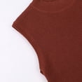 thumbnail image 4 of Pull Sans Manches à Col Montant pour Femmes, Pull Côtelé d'Été Marron 2TG, 4 of 7