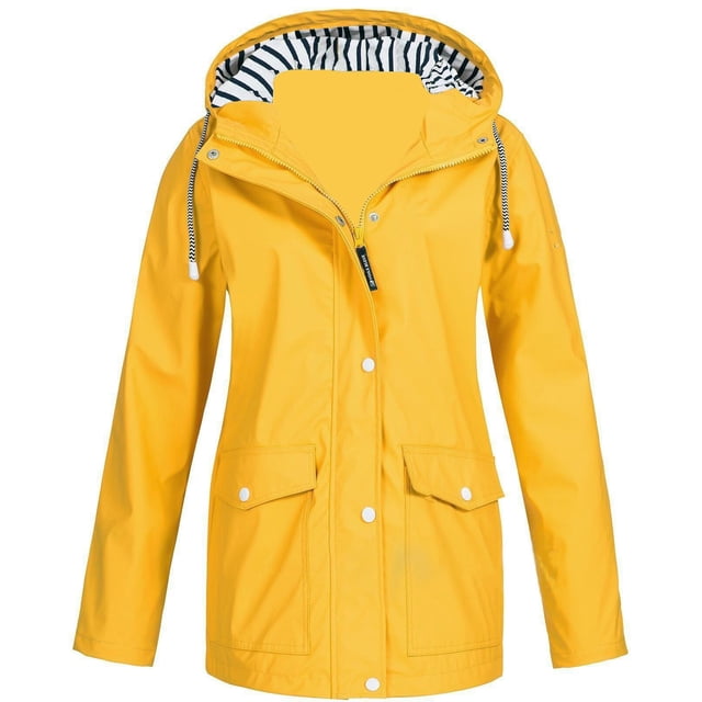 Kcodviy Womens Rain Jacket with Woman Jackets Hood Lightweight Long Sleeve Rain Coats Plus Size Windbreaker Zip Up Drawstring Windbreakers for Teen Raincoat with Pockets
