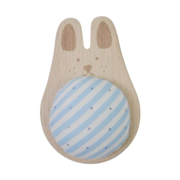 Lindo alfiletero con base de madera, pequeño porta agujas portátil para labores de costura. Conejo