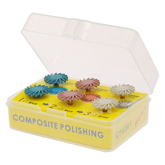 Amdohai 6pcs/set Composite Resin Polishing Disc Kit Spiral Flex Brush Wheel Burs 3 Colors Mixed