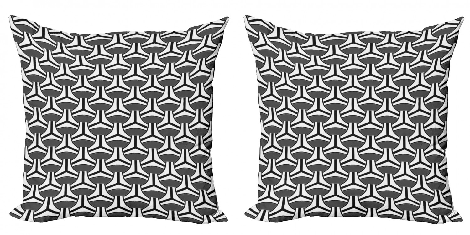 Abstract Throw Pillow Cushion Cover Pack of 2, Geometric Ovals and