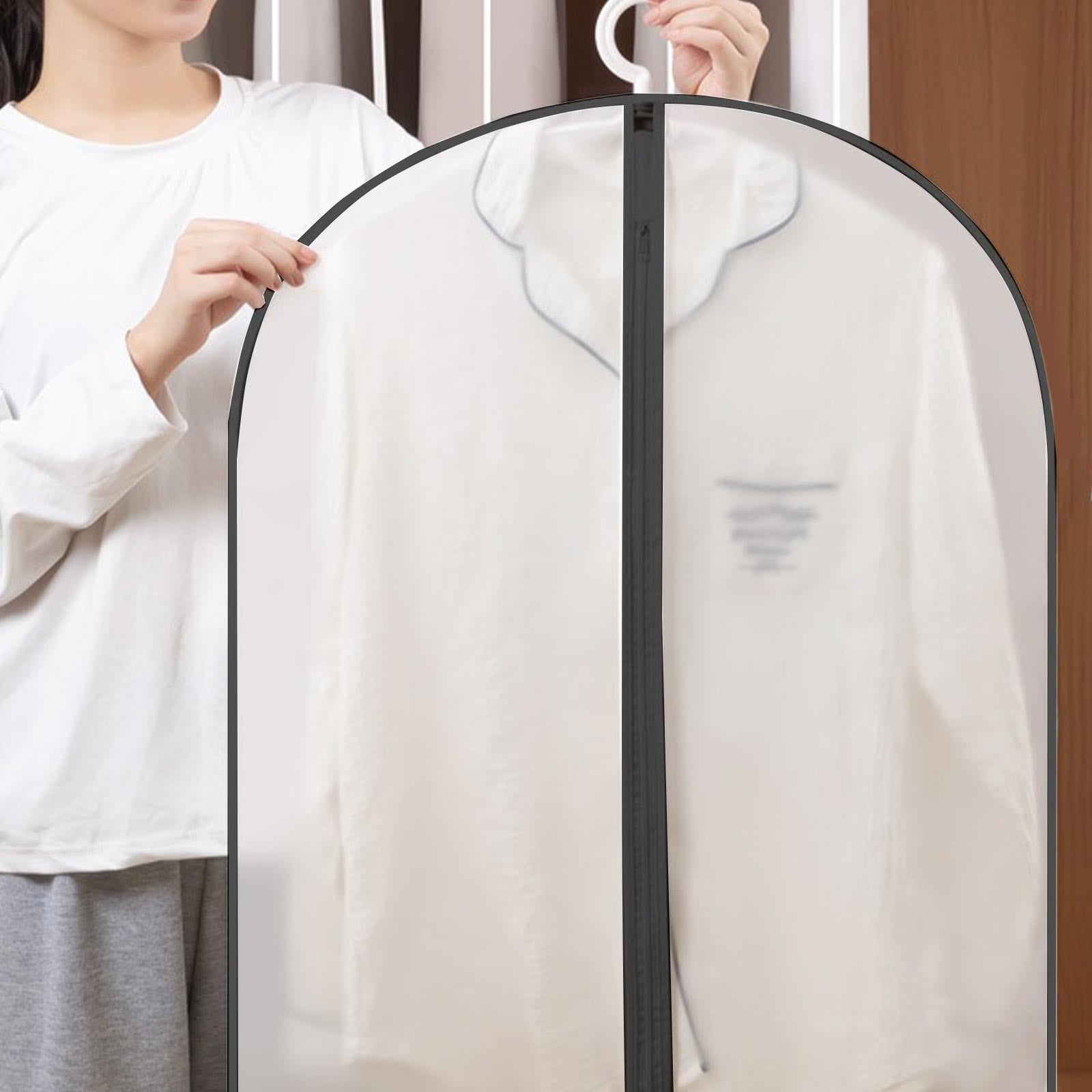 Lunxisen 5 Pcs Garment Bag Plastic Garment Bags with Zipper Hanging Clothes Cover Dress Bag for Suits, Coats Closet(S)