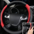 thumbnail image 3 of CAR GRAND Leather Steering Wheel Cover and Waterproof Carpet Car Floor Mats,Universal Fit Combo Pack Sedan,SUV,Cars, 14.5" to 15" Sporty Anti-Slip Red, 3 of 7
