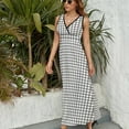 thumbnail image 4 of Maxi Dress Plaid Check Print Dress Black Lines Sexy Street Style Bohemia Long Dresses High Waist Graphic Big Size Vestidos, 4 of 7
