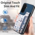 thumbnail image 6 of For Samsung Galaxy S26+ Plus Wallet Case, RFID Protected Zipper Purse Phone Cover with Kickstand, Shockproof Floral PU Leather for Women, Blue, 6 of 8