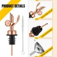 thumbnail image 3 of BlinkLLX 4 Pieces Weighted Stainless Steel Pourers Olive Oil Spout Olive Oil Dispenser Spout Automatic Opening and Closing with Funnel and Brush for Pouring Wine Syrup Kitchen(Rose Gold), 3 of 7