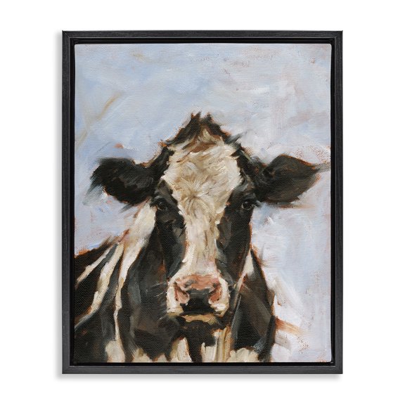 Stupell Industries Rustic Lodge Expressive Cow Portrait Black Floating Frame Canvas Art, 25 x 31, by Ethan Harper
