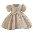 thumbnail image 1 of oqasdz Robe Fille Robe de Demoiselle d'Honneur pour Bébé Robe de Fête Manches Bouffantes Robe de Concours avec Nœud, 1 of 4