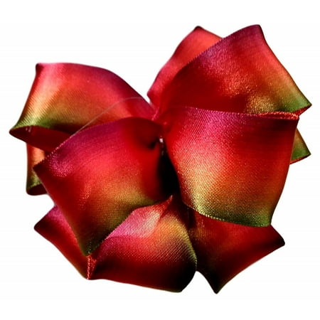 Double Satin Bow - Kirkland Wire Edged Ribbon Red/Green Gradient Double Sided Reversable Satin 50 yards 1.5 inches Perfect Bow for Holiday