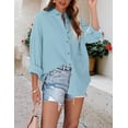thumbnail image 2 of DOPI Women's Casual Loose Cotton Linen Blouse Button Up Long Sleeve Shirt Tops, 2 of 6