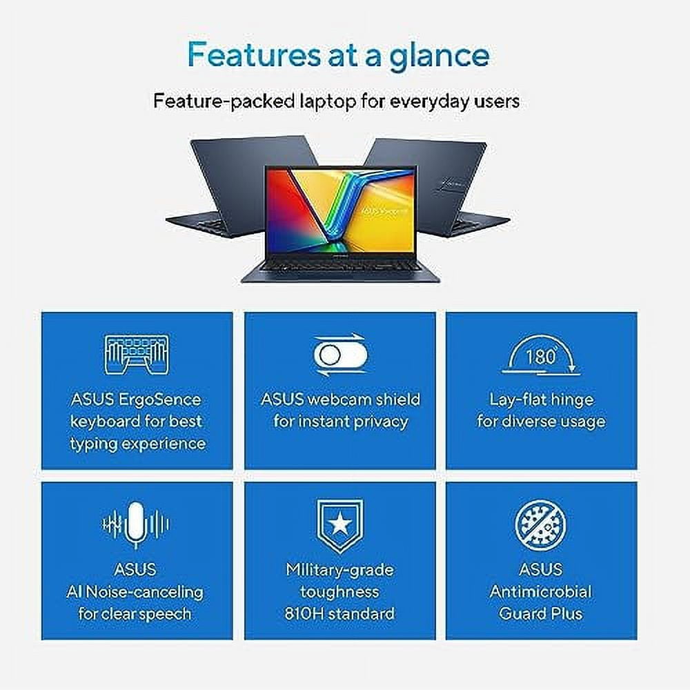 ASUS Vivobook 15 Laptop 2024 Newest, 15.6" FHD Display, Intel Core i3-1215U, 40GB RAM, 1TB SSD, Intel UHD Graphics, Student & Business, Thin & Light, Wi-Fi, Windows 11 Home in S Mode, Quiet Blue