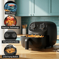 thumbnail image 2 of OVENTE 2QT Compact Air Fryer for 1–2 People, 900W Small Oil-Free Fryer with Manual Dual Knobs, Adjustable Temperature, 60 Minute Timer, Auto Shutoff & Dishwasher Safe Nonstick Basket, Black FAM18900B, 2 of 8
