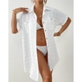 thumbnail image 5 of Bsubseach Fashion Women Beach Cover Ups Swiss Dot Shirt Dresses Button Down Swim Coverup Vacation Outfits, 5 of 6