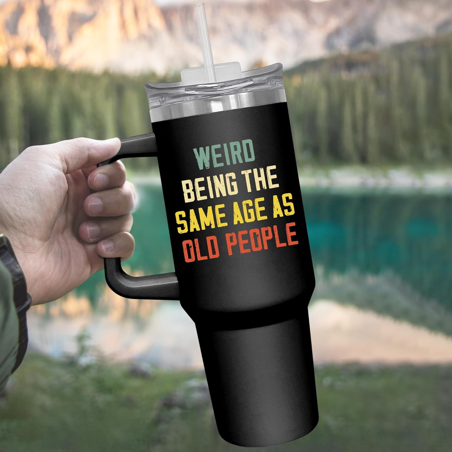 Birthday Gifts For Men Women - 40 Oz Stainless Steel Insulated Tumbler With Handle And Straw - Father's Day Birthday Gifts For Him Dad Grandpa Husband