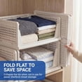 thumbnail image 3 of 5 Packs Stackable Closet Organizer Bins, 13×17 inch Foldable Plastic Storage Baskets, Waterproof Storage Containers for Drawer, Wardrobe, Bathroom, Living Room & Office, Space Saving Design, 3 of 9
