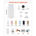 thumbnail image 2 of KFFKFF Sublimation Tumblers, 12 Pack, 16 oz Multicolored Tumblers Bulk, Stainless Steel Sublimation Cups with Lids and Straws, Double Wall Insulated Tumbler Blank, 2 of 9