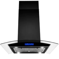 Joeaonz 36" Stainless Steel Island Range Hood with Powerful Motor, Quiet Exhaust Vent, LED Lighting, Touch Panel