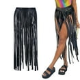 thumbnail image 2 of Yokua Women Punk PU Leather Tassels Hip Skirt Costume Latin Dance Long Skirt, 2 of 10