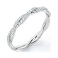 thumbnail image 3 of JeenMata Pave Design - 0.5 Carat Round Shape - Twisted Eternity Wedding Band - 18K White Gold Plating over Silver, 3 of 7