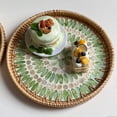 thumbnail image 4 of Round Rattan Serving Tray with Mother-of-Pearl Inlay Natural Shell Decoration Durable Wooden Frame for Dining Table Centerpiece or Home Decor, 4 of 6