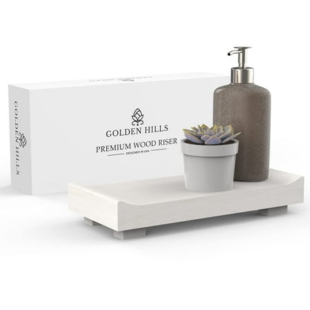 

Golden Hills Premium Wood Riser - Water Resistant Modern Farmhouse Kitchen Decor - Wooden Bathroom S