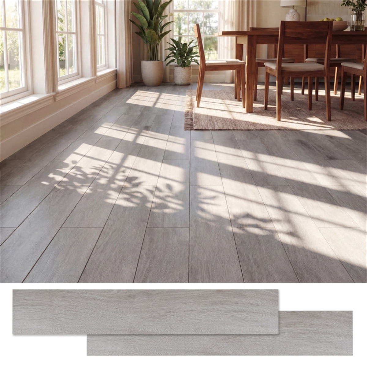 48-Pack Wood Look Vinyl Plank Flooring 36 Sq.Ft Waterproof PVC Floor Tiles for Home Bedroom Kitchen Gray