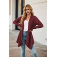 thumbnail image 3 of Cardigan for Women Dressy Casual Long Sleeve Open Front Cardigan Sweaters Claret M, 3 of 4